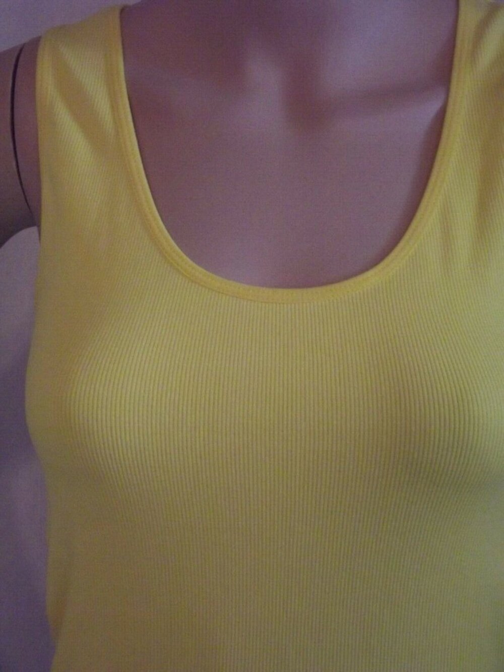 SOFRA Seamless Tank OS one-size Yellow Racerback Ribbed - Picture 4 of 7